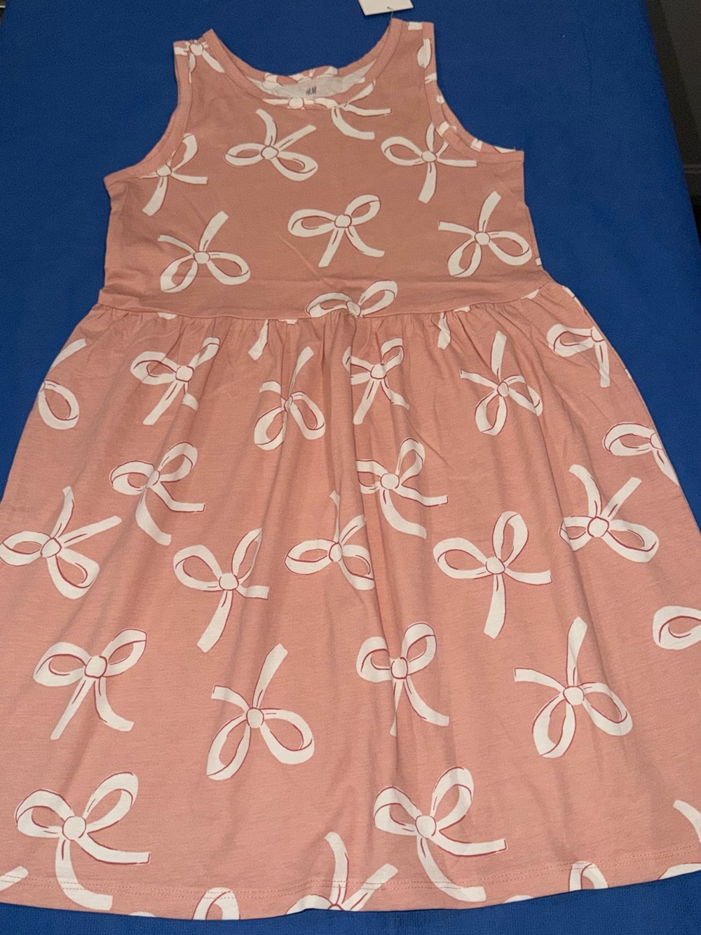 H&M Pink Bow Print Sleeveless Cotton Dress